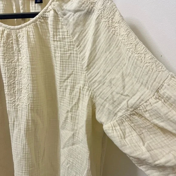 Ease into spring with this beautifully draped, boho, textured cream top - Picture 2 of 5